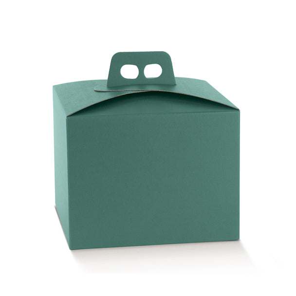 Scatola Quadrella Porta Panettone Liscio Fibra Verde 245 x 245 x 190 mm