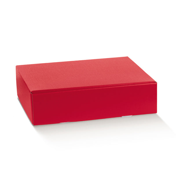 Scatola Cantinetta Porta 3 Bottiglie Stese Fibra Rosso 340 x 280 x 90 mm