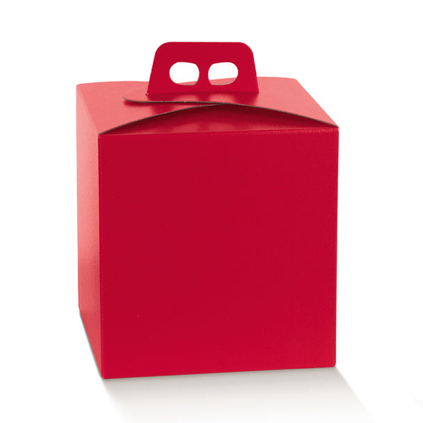 Scatola Quadrella Porta Panettone Liscio Fibra Rosso 210 x 210 x 220 mm