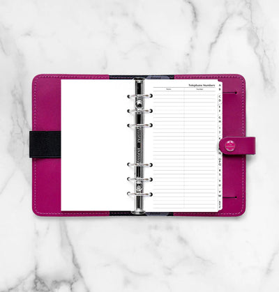 Refill Filofax Personal Indice con Indirizzi e Telefoni e Divisore Alfabetico A-Z - 12 fogli