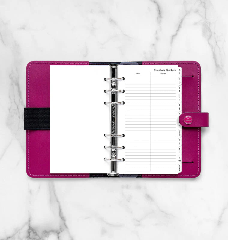 Refill Filofax Personal Indice con Indirizzi e Telefoni e Divisore Alfabetico A-Z - 12 fogli