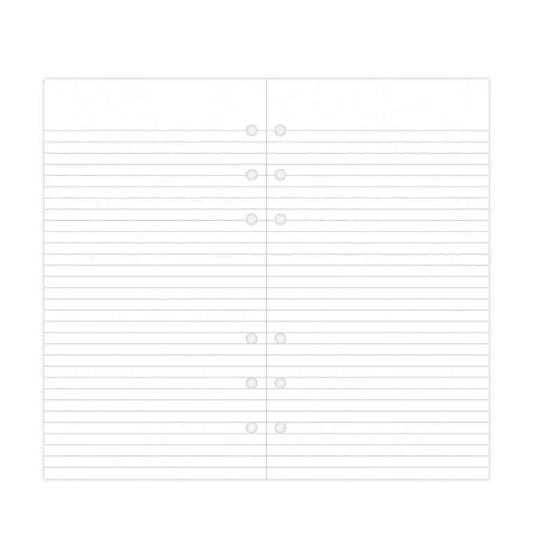 Refill Filofax Personal con Pagine Bianche a Righe - 30 fogli