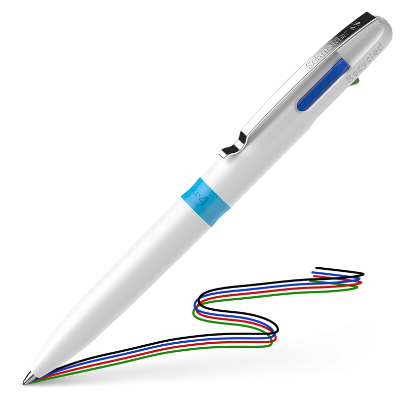 Penna a Sfera Schneider Take 4 a 4 Colori con Punta Media e Fusto Bianco