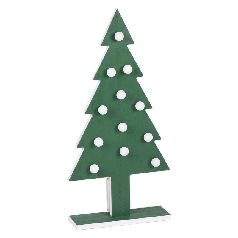 Albero in Legno con Led Verde 36 cm