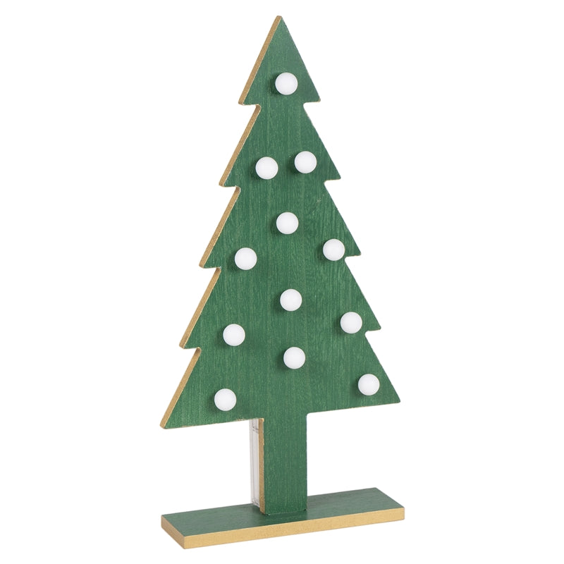 Albero in Legno con Led Verde 80 cm