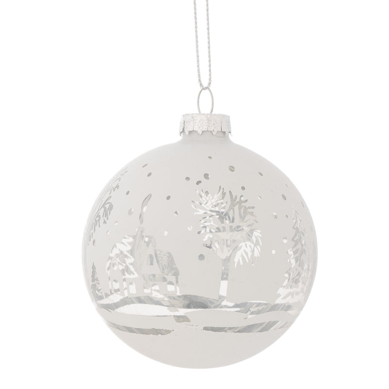 Sfera in Vetro Albero Bianco 10 cm