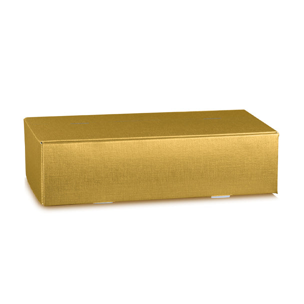 Scatola Porta 2 Bottiglie Stese Fibra Oro 340 x 185 x 90 mm
