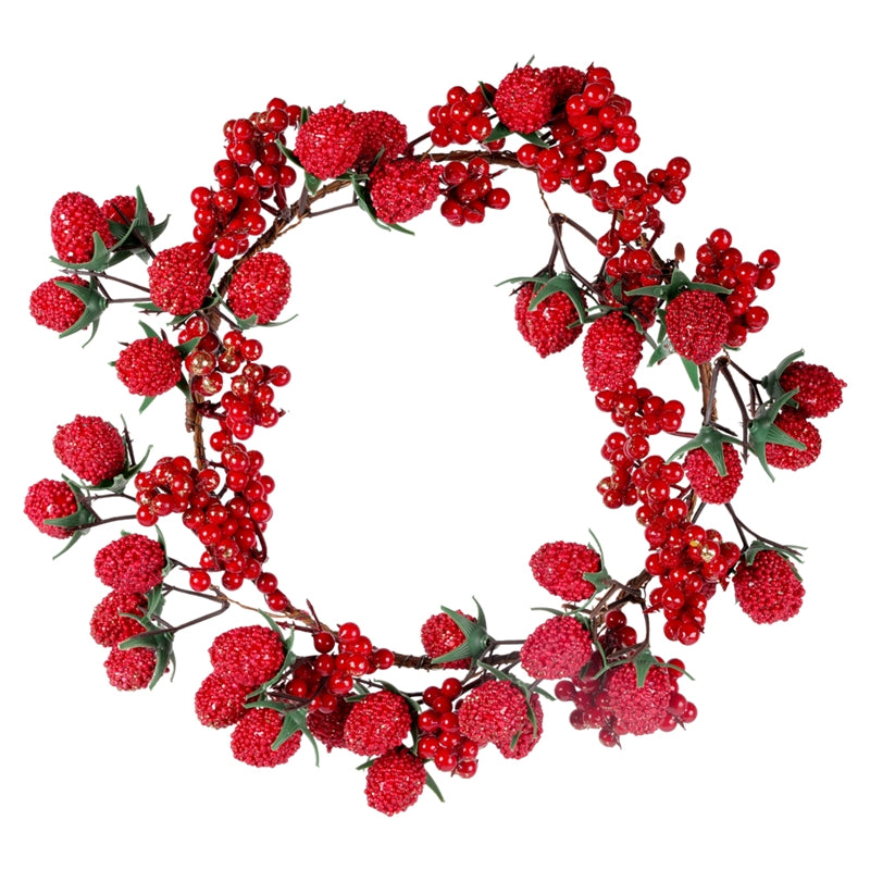 Ghirlanda in PVC con Bacche e Frutti di Bosco Rosso 30 cm