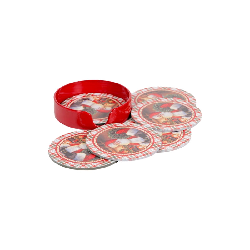 Sottobicchieri in PVC Babbo Natale 10 cm - 6 pezzi