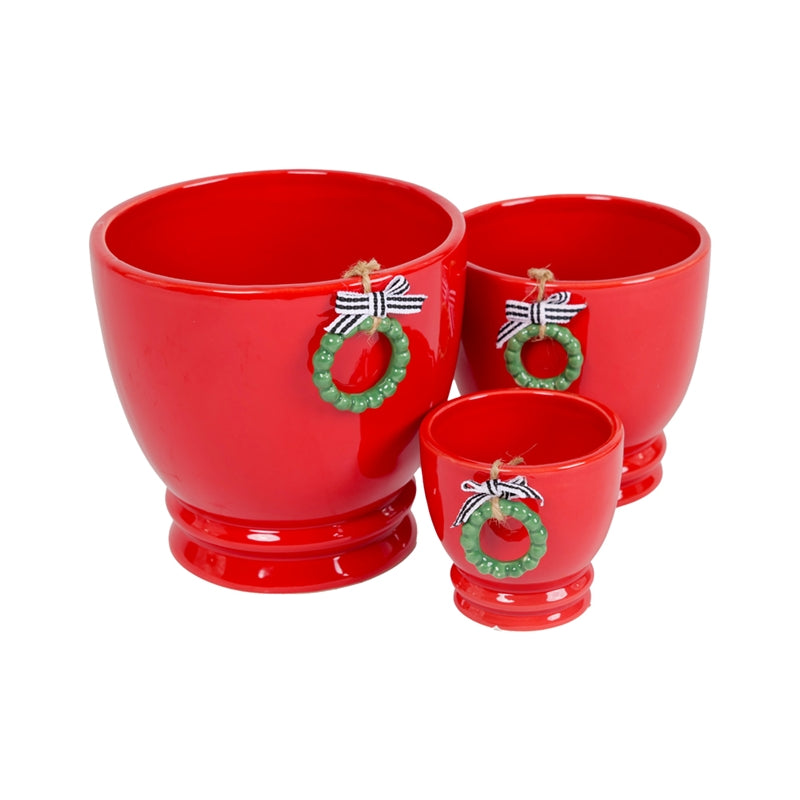 Vaso in Ceramica Ghirlanda Rosso 14 x 12 cm