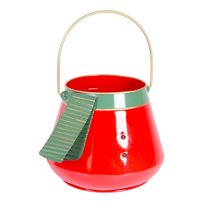 Cesto in Metallo Rosso e Verde con Manico 26 x 21 cm