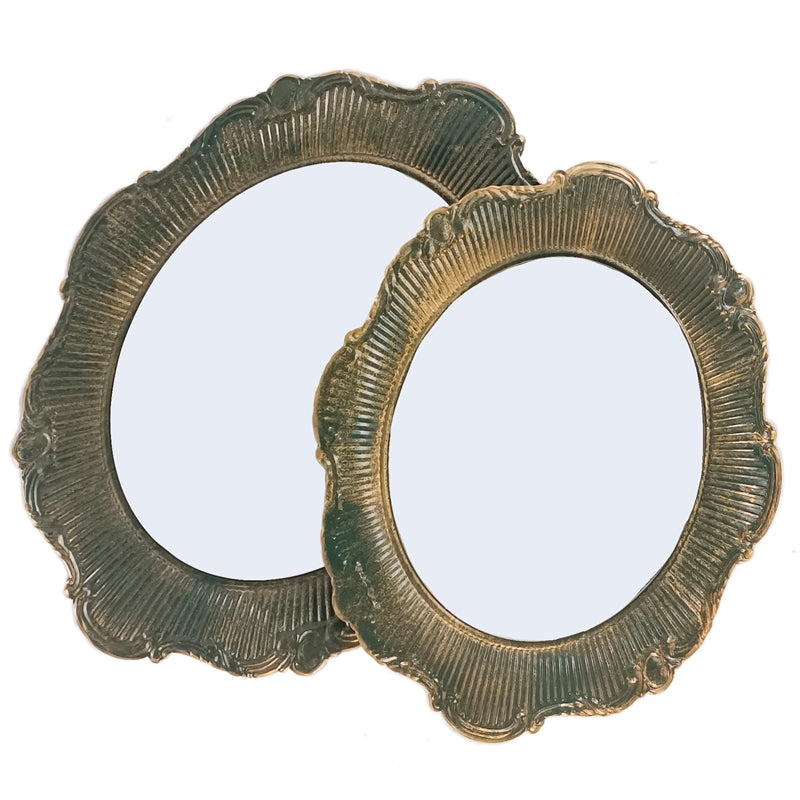 Vassoio Ovale in Metallo con Specchio Verde e Oro 50 cm