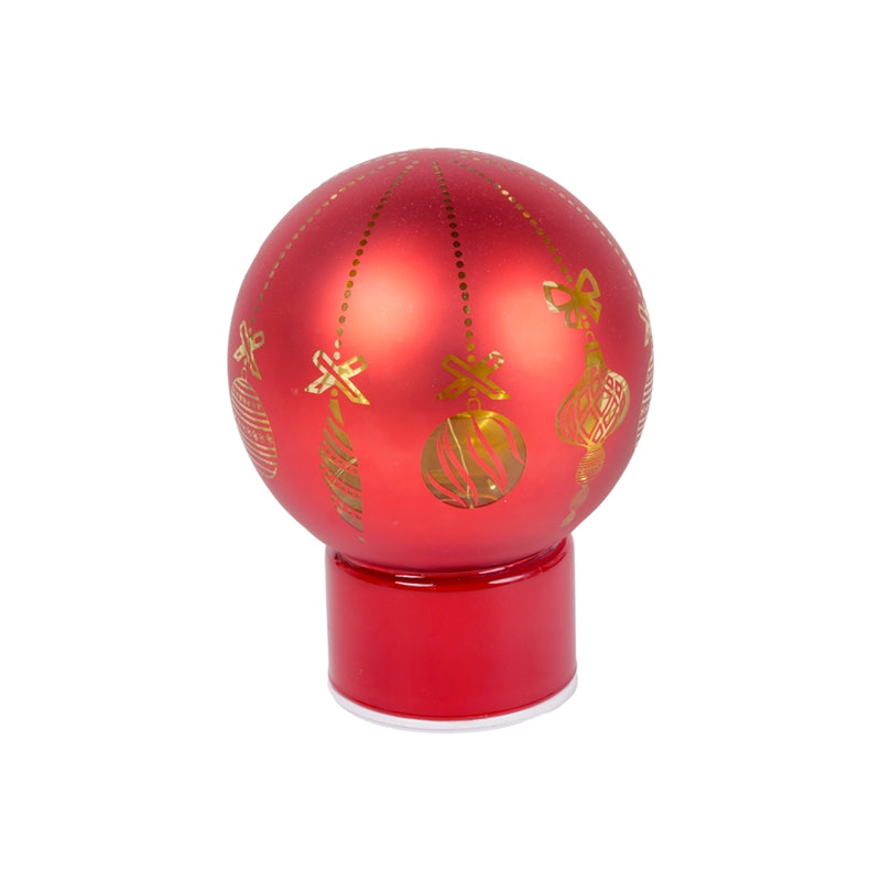 Carillon Sfera di Vetro Natale Rosso con Movimenti e LED 15 x 19 cm