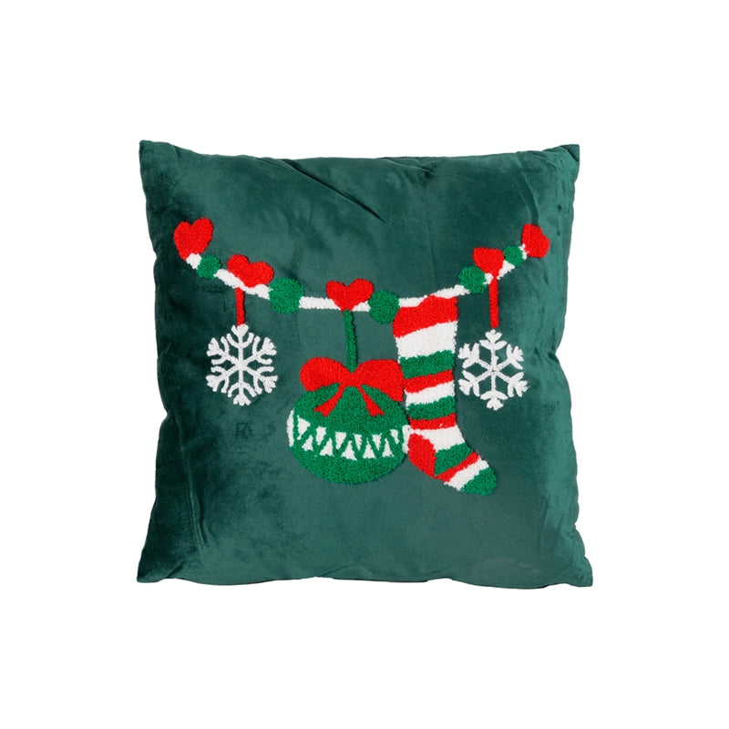 Cuscino in Tessuto Festone Verde 45 x 45 cm