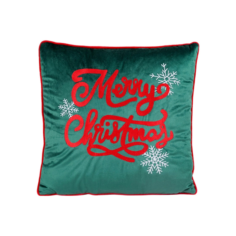 Cuscino in Tessuto Merry Christmas Verde e Rosso 40 x 40 cm
