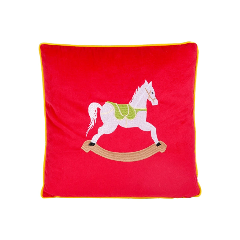 Cuscino in Tessuto Cavallo a Dondolo Rosso 40 x 40 cm