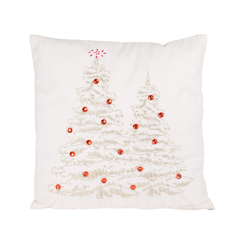 Cuscino in Tessuto Alberi Bianco 45 x 45 cm