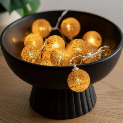 Filo Palline Luminose Ocra