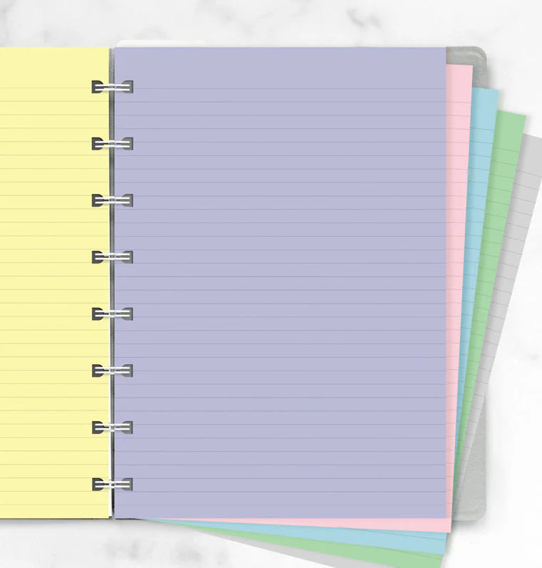 Refill Notebook Filofax A5 con Pagine a Righe Colori Pastello - 60 fogli