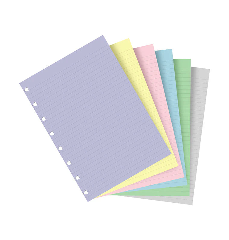 Refill Notebook Filofax A5 con Pagine a Righe Colori Pastello - 60 fogli