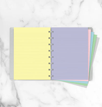 Refill Notebook Filofax A5 con Pagine a Righe Colori Pastello - 60 fogli