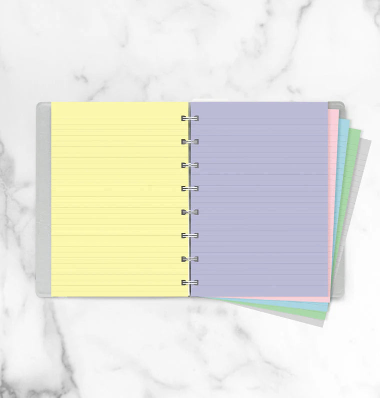 Refill Notebook Filofax A5 con Pagine a Righe Colori Pastello - 60 fogli