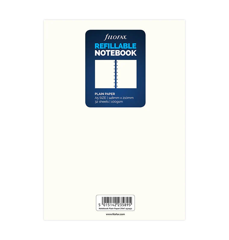 Refill Notebook Filofax A5 con Pagine Bianche - 32 fogli