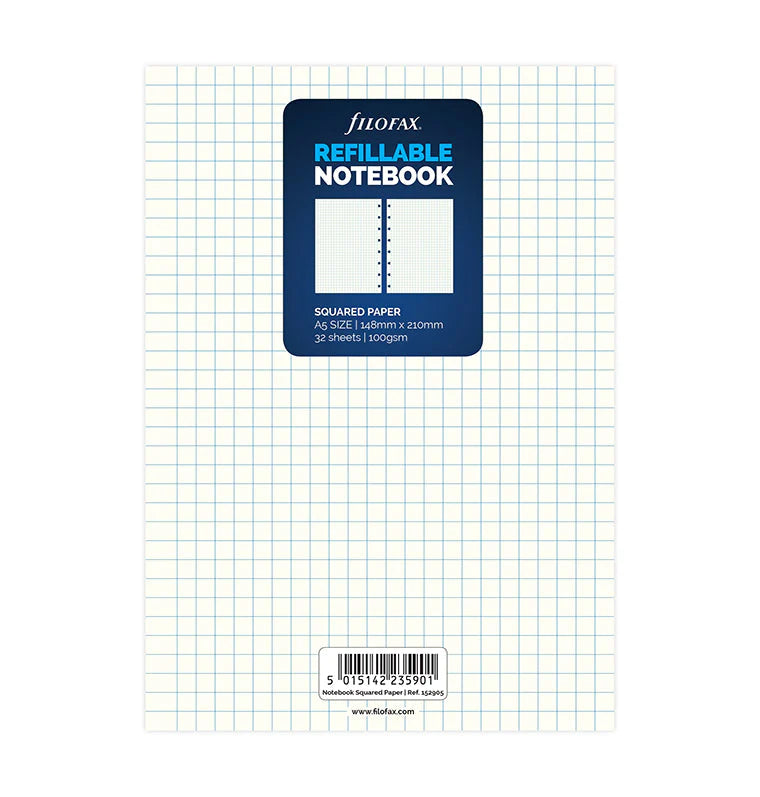 Refill Notebook Filofax A5 con Pagine Bianche a Quadretti - 32 fogli