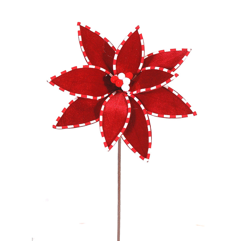 Ramo Fiore con Bordo Righe Rosso e Bianco 50 cm