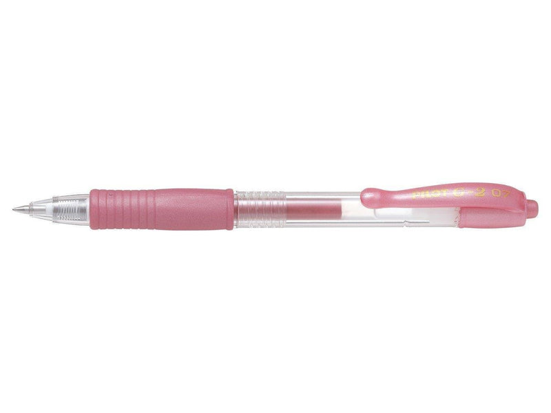 Penna a Sfera Pilot G-2 Grip Metallic a Scatto con Tratto 0,7 mm e Inchiostro Gel Rosa