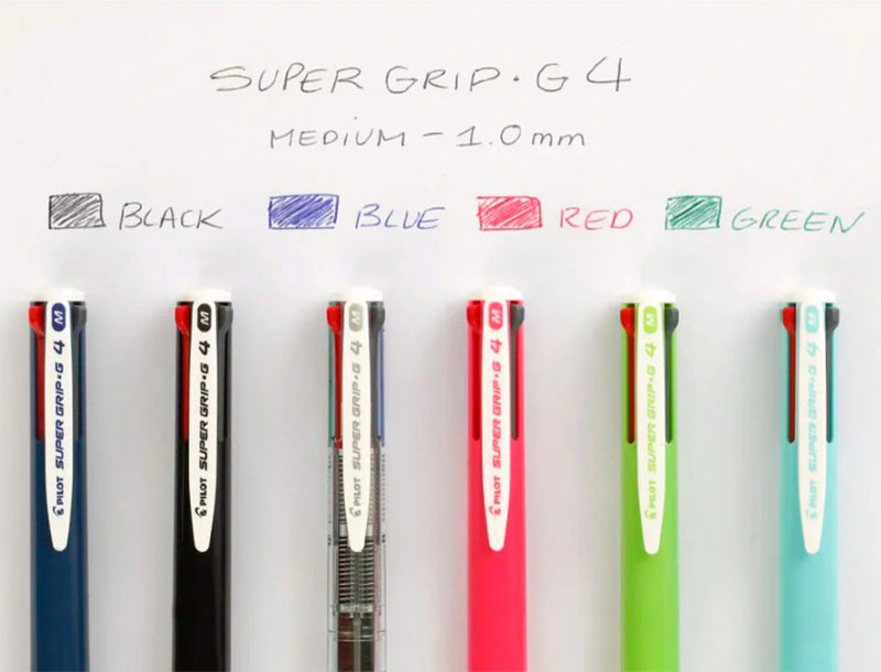 Penna a Sfera Pilot SuperGrip G 4 Colori con Tratto 1 mm e Fusto Trasparente