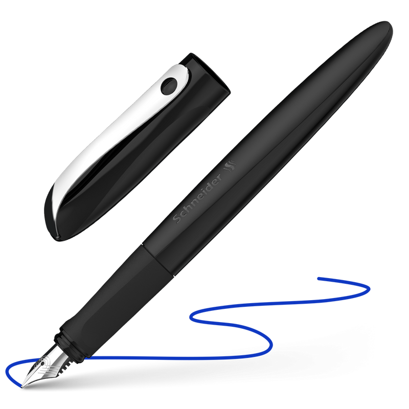 Penna Stilografica Cancellabile Ergonomica con Pennino Medio Schneider Wavy Nero