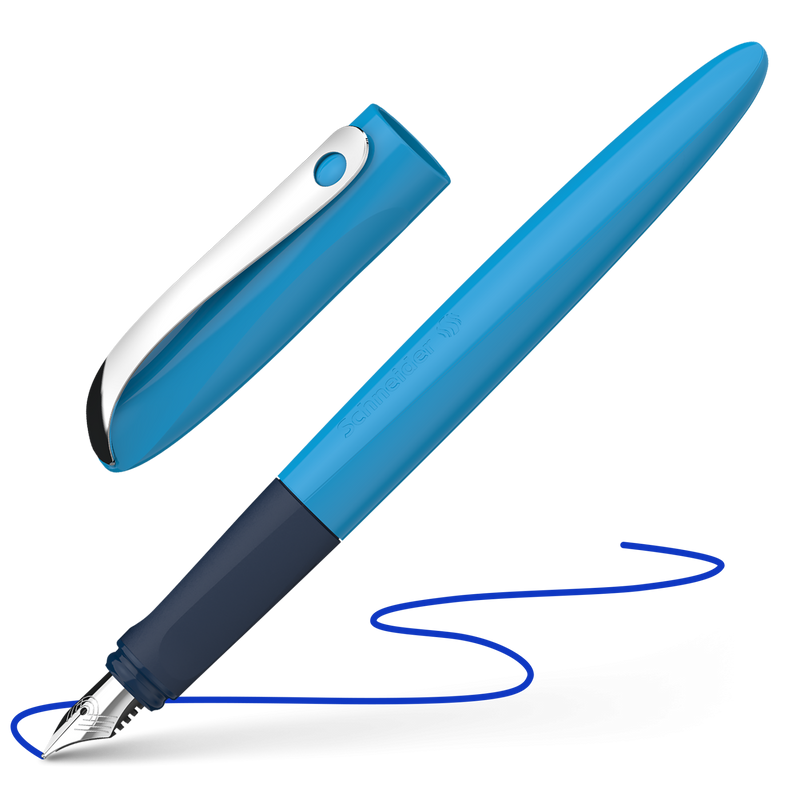 Penna Stilografica Cancellabile Ergonomica con Pennino Medio Schneider Wavy Blu