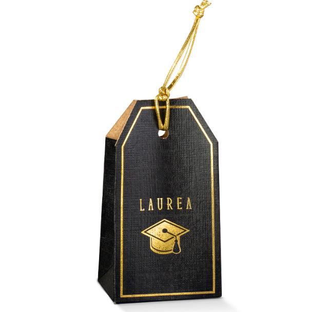 Scatolina Tag Laurea Liscio Nero 60 x 60 x 40 mm - 10 pezzi