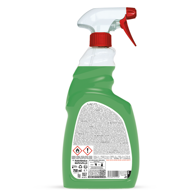 Detergente Disinfettante per Superfici Non Profumato HACCP 750 ml