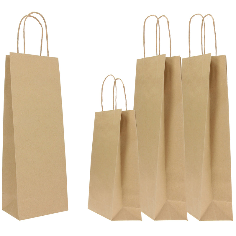 Borse Porta Bottiglia Barbera in Carta Kraft Avana 14 x 9 x 38 cm - 20 pezzi