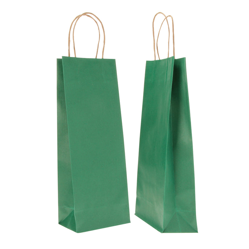 Borse Porta Bottiglia Barbera in Carta Kraft Verde 14 x 9 x 38 cm - 20 pezzi