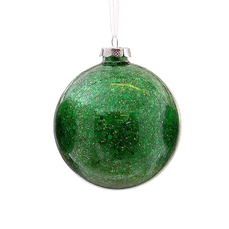 Sfera in Vetro Glitter Verde 10 cm