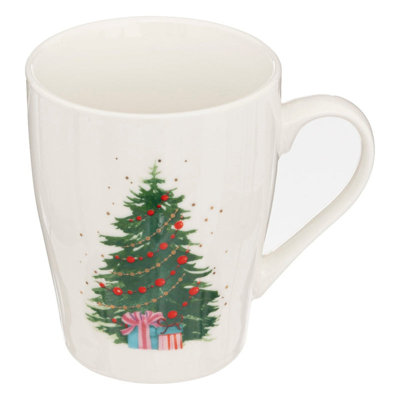 Tazza in Ceramica Albero di Natale Bianco 35 cl