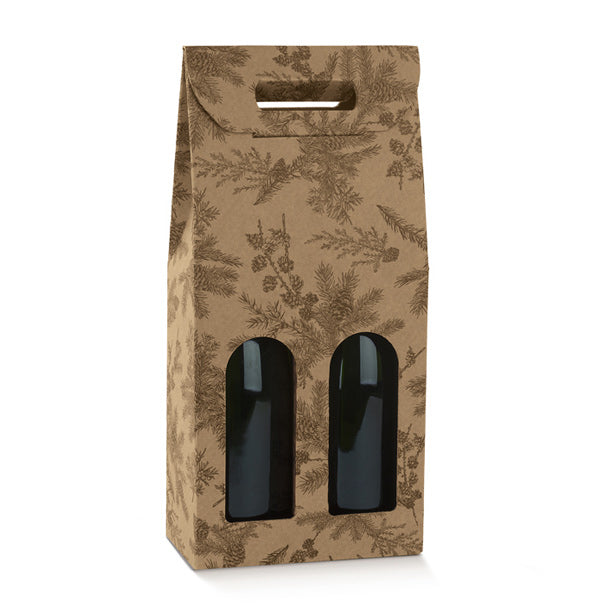 Scatola Porta 2 Bottiglie con Finestre e Maniglia Magic Forest 180 x 90 x 385 mm