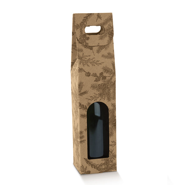 Scatola Porta Bottiglia con Finestra e Maniglia Magic Forest 90 x 90 x 385 mm