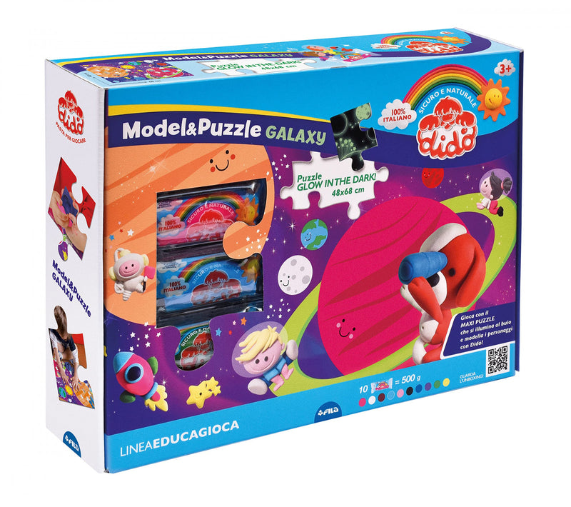 Pasta da Modellare Didò Puzzle Spaziale Illumina al Buio con Formine e Accessori