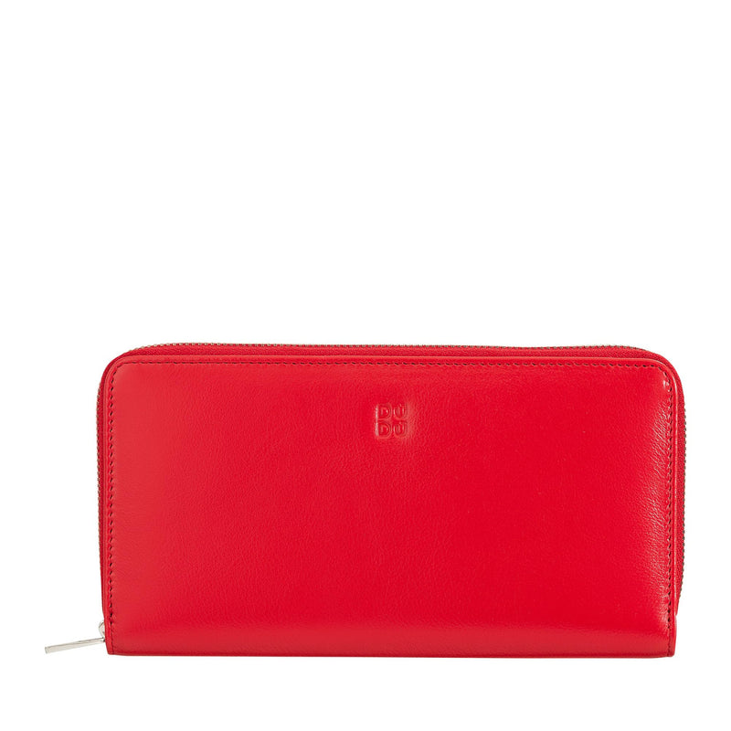 Dudubags Portafoglio Donna Grande in Pelle Nappa Rosso Fiamma con RFID