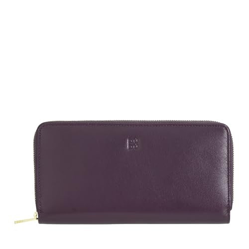 Portafoglio donna Dudubags in pelle nappa RFID con cerniera deep purple grande