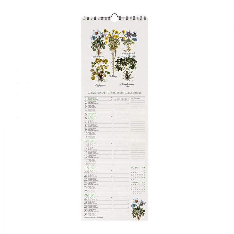 Calendario da Muro 2025 - Herbarium - 16 x 49 cm