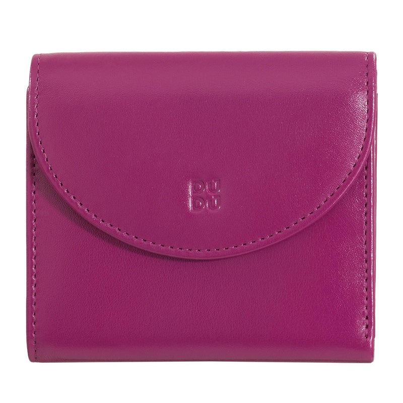 Dudubags  Portafoglio Donna Piccolo in Pelle Vera Fucsia con RFID