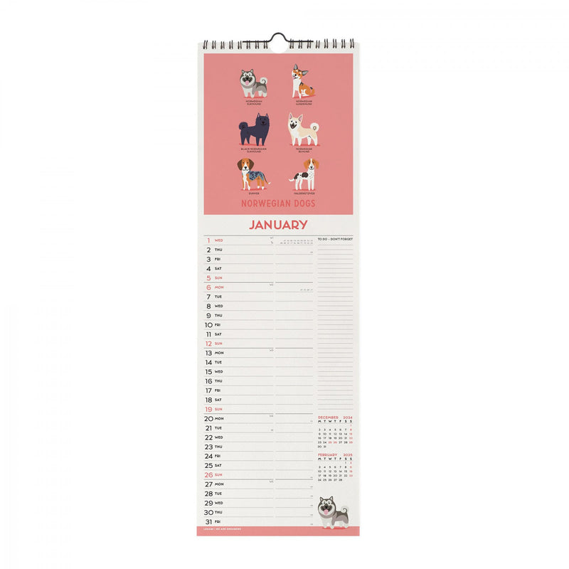 Calendario da Muro 2025 - Dogs Of The World - 16 x 49 cm