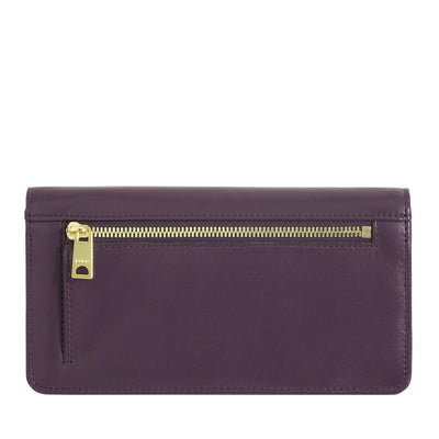 Dudubags Portafoglio Grande in Pelle Morbida Multicolore Deep Purple con RFID