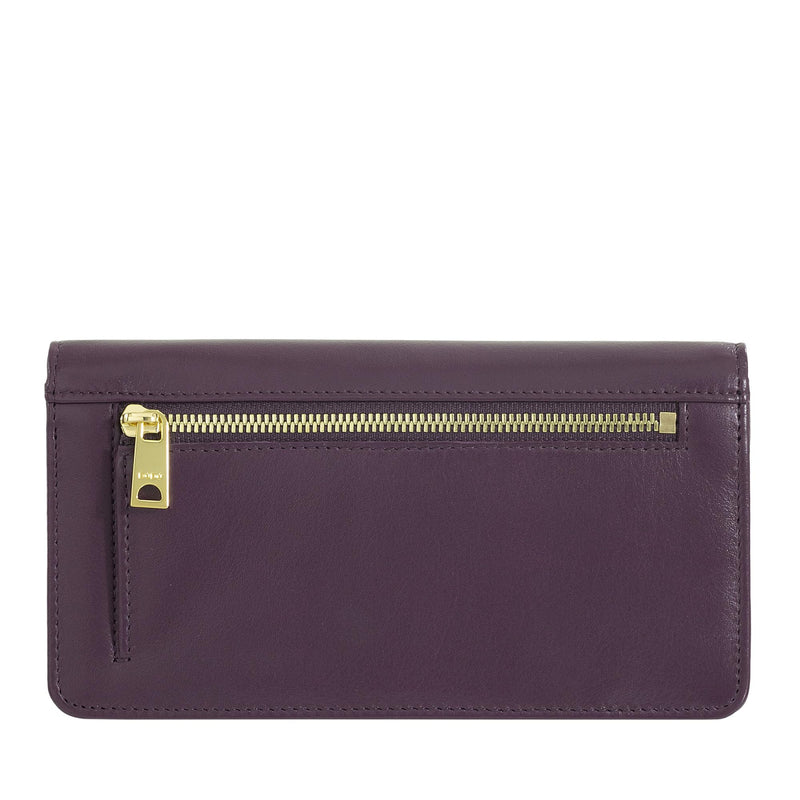 Dudubags Portafoglio Grande in Pelle Morbida Multicolore Deep Purple con RFID