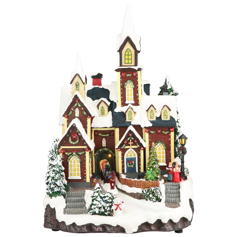 Villaggio Chiesa Multicolor con Luci e Movimenti 30 x 26 x 45 cm